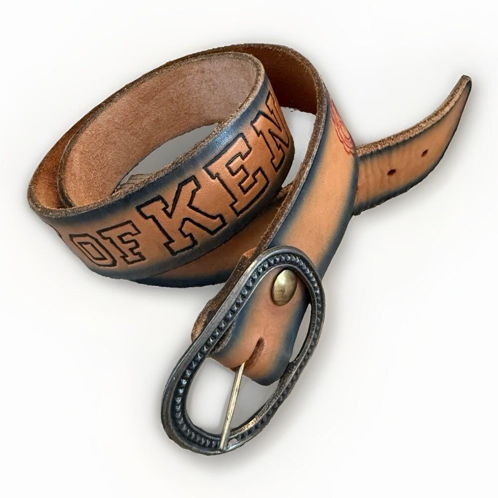 Vintage Leather University Of Kentucky UK Hand Tooled Crafted Belt Size 38